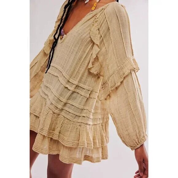 FREE PEOPLE Tamasi Ruffle Tunic in Lichen Size Small - Picture 12 of 12
